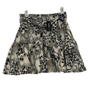 Express Black And White Animal Print Mini Skort, Size 2